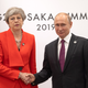 Britain’s Prime Minister, Theresa May, meets Russia’s President, Vladimir Putin, during a bilateral meeting on the first day of the G20 summit on June 28, 2019 in Osaka, Japan.
